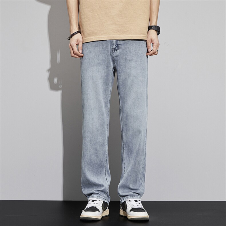 莱赛尔天丝牛仔裤男士薄款透气宽松直筒休闲长裤子夏季潮流百搭男，男装牛仔裤，电商B212（原钱塘6029）