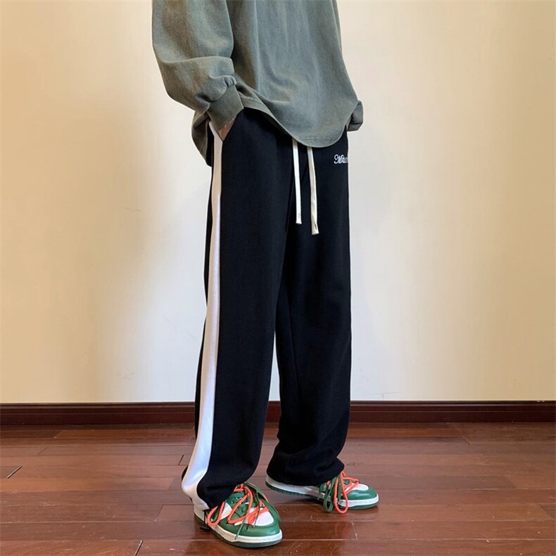 2026秋季新款美式刺绣拼色休闲裤地板景XZ604-KP83-P55控68,男装休闲裤,星座604
