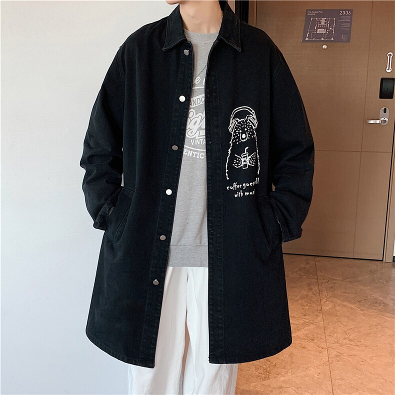 FY676-78限价118日系风衣港风长款大码宽松衣服休闲潮流秋季过膝,男装风衣,星座116