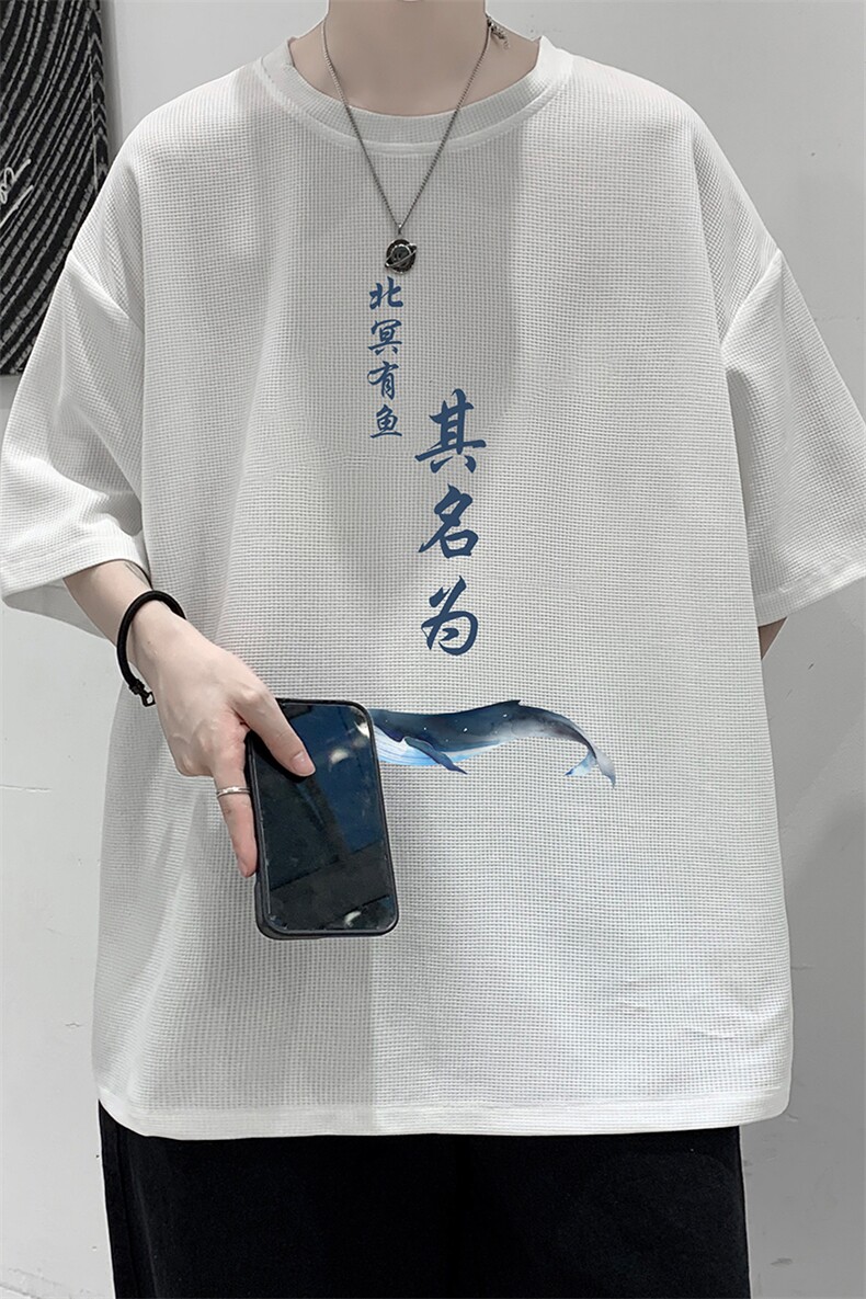 HT73261-P22华夫格t恤男短袖男大码五分袖大皂风,男装T恤,电商A040