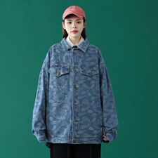 2024春装新款大码腰果花男士牛仔夹克情侣牛仔外套JK205-P85，男装夹克，电商A158-1