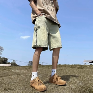 夏季工装牛仔短裤男百搭五分裤宽松港风沙滩裤N0767-P45图片