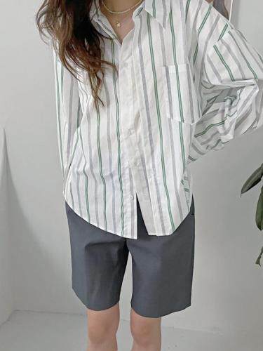 撞色条纹衬衫，女装衬衫，TVMV(4F)