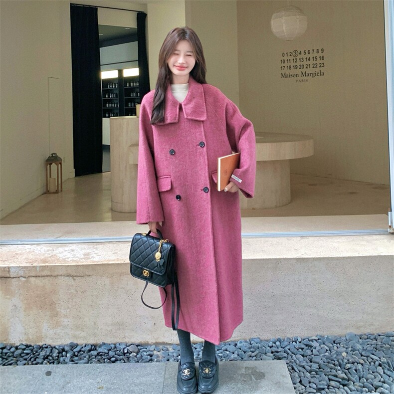 玫紫色双面呢大衣2C151-W15-P275-K408,女装毛呢外套,2C151
