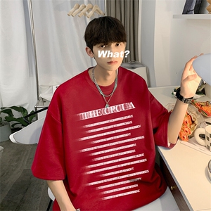抖音得物二开现货供应220克夏装重磅美式高街宽松短袖t恤MT95