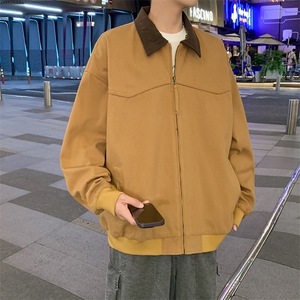 J182-P80秋季水洗纯棉复古翻领休闲夹克外套，适合二开