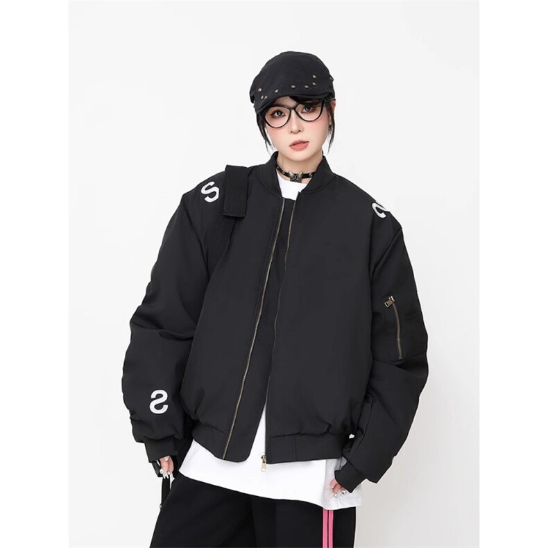 潮复古民族风拼接撞色棉衣百搭宽松飞行服棉袄外套,男装夹克,星座716-2