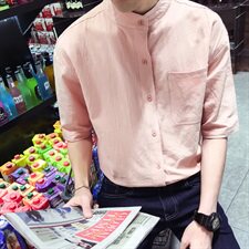 港风夏季新款圆角领衬衫百搭短袖袖衬衫711C333，男装衬衫，星座513