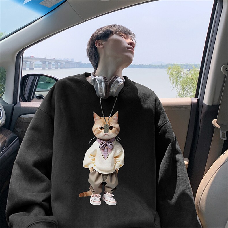 抖音得物高品质日系猫咪麂皮绒宽松圆领卫衣wyjp4048-特p35控69图片