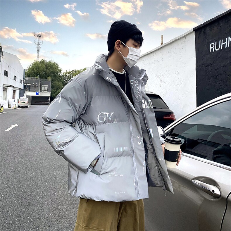 2024新款棉衣男冬季加厚立领炸街反光棉服男外套港风学生棉袄P115,男装棉衣,星座505-3