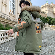 714-3-9805男士高档棉衣潮加厚棉袄长款棉服，男装棉衣，星座1404-3