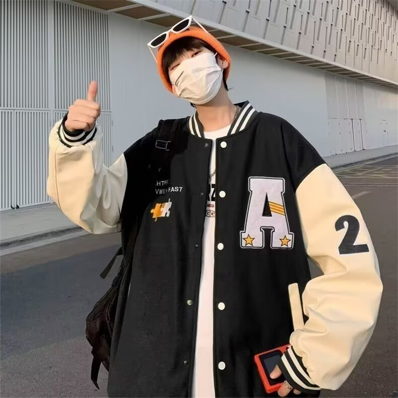 秋季撞色毛呢外套男韩版潮流宽松棒球服外套J699P52,男装夹克,星座1116-2