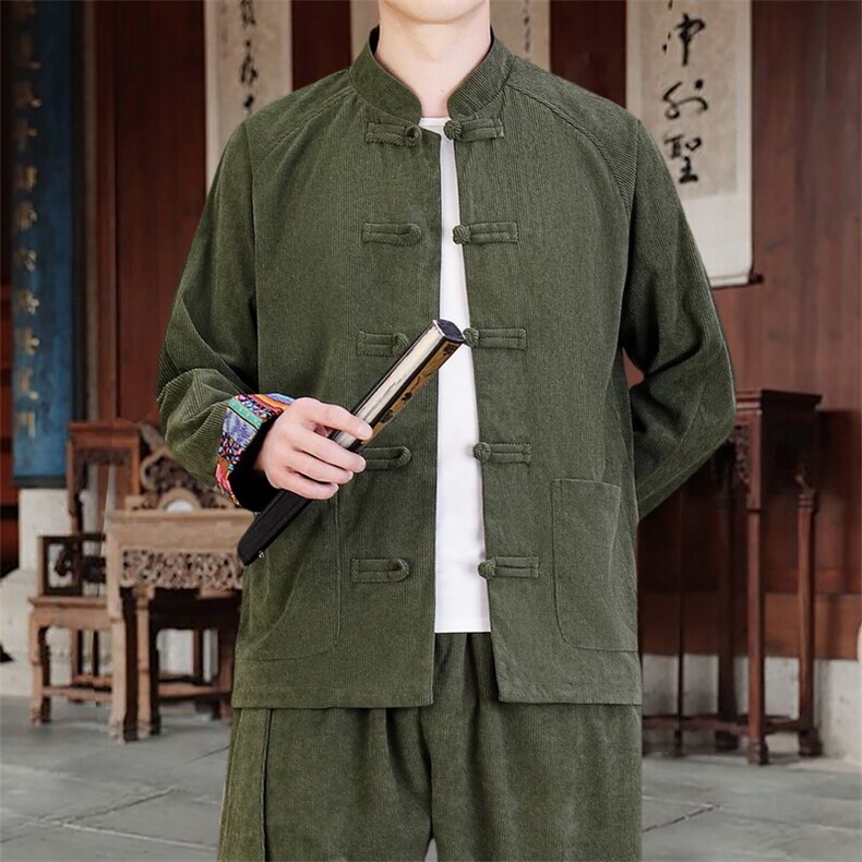 男士外套灯芯绒夹克盘扣立领唐装风XZ1512-2502单夹克-P80,男装夹克,星座1512