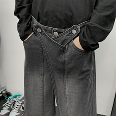 美式高级感拼接重磅牛仔裤男女高街阔腿百搭长裤N01566-P58，男装牛仔裤，星座308B-1