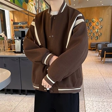 拼色百搭棒球服男款春秋季高街美式复古情侣外套百搭痞帅飞行夹克，男装夹克，星座601-1