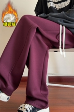 特批P55无差价冬季潮银狐绒人棉老钱风空气层糯米裤男K1295J加绒，男装休闲裤，电商A001-1
