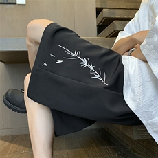 春夏新款中式刺绣竹子冰丝短裤宽松M~4XLXZ604-DK206-P35控48，男装牛仔裤，星座604
