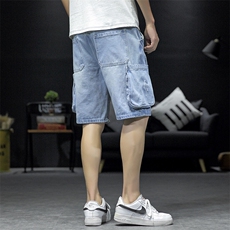 2021夏季新日系大码男沙发墙破洞刮烂乞丐工装牛仔短裤ND8127-P45，男装牛仔裤，电商A001