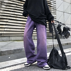 美式牛仔裤男直筒宽松ins潮牌秋季高级感阔腿休闲长裤N08116-P50，男装牛仔裤，星座308B-1