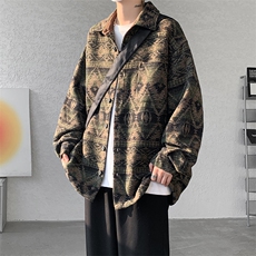 8XL-M复古大码民族风衬衫男款秋冬季加厚粗呢藏式外套CS29001P68，男装衬衫，电商B312
