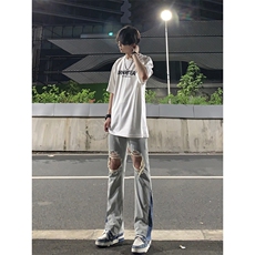 美式高街ins小众破洞牛仔裤货号K751P60，男装牛仔裤，电商A063