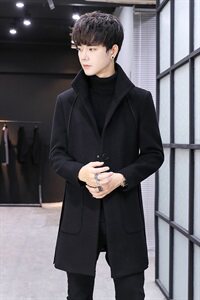 2021男士风衣韩版中长款毛呢大衣男休闲潮流青少年外套控268 P168图片