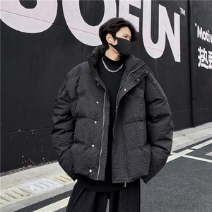 美式休闲复古简约立领外套男短款棉服保暖复古面包服冬季p108图片