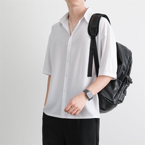 短袖衬衫男夏季新款港风宽松冰丝坠感衬衣CY009-P30图片