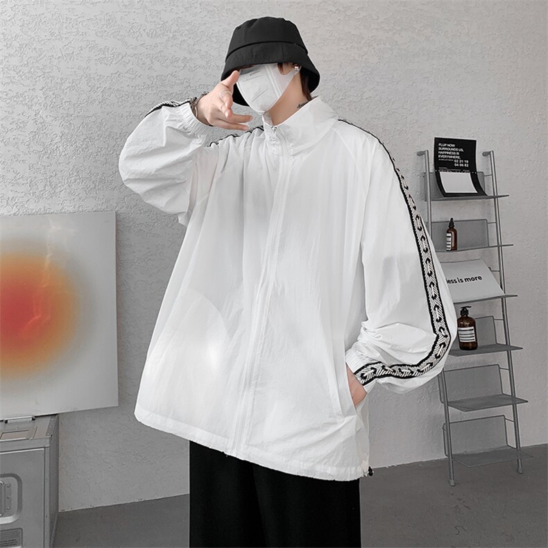 F004-P45 夏季新款织带防晒衣男士大码宽松外套纯色透气 控58图片