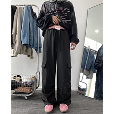 抖音品质秋季新款潮流美式拼接宽松休闲裤B315-K24355-特p40-控78，男装休闲裤，电商B315