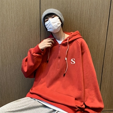 港风秋款男连帽拉链卫衣S字母刺绣休闲夹克外套WY024P50，男装卫衣，星座1013-1