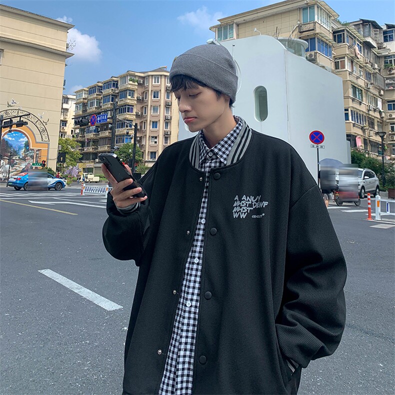 Wt160-P53华夫格撞色拼接棒球服夹克外套,男装夹克,星座1501-1