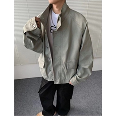 J48-P95美式复古立领工装牛仔外套男春秋季高级感宽松百搭休闲，男装工装外套，电商B323A