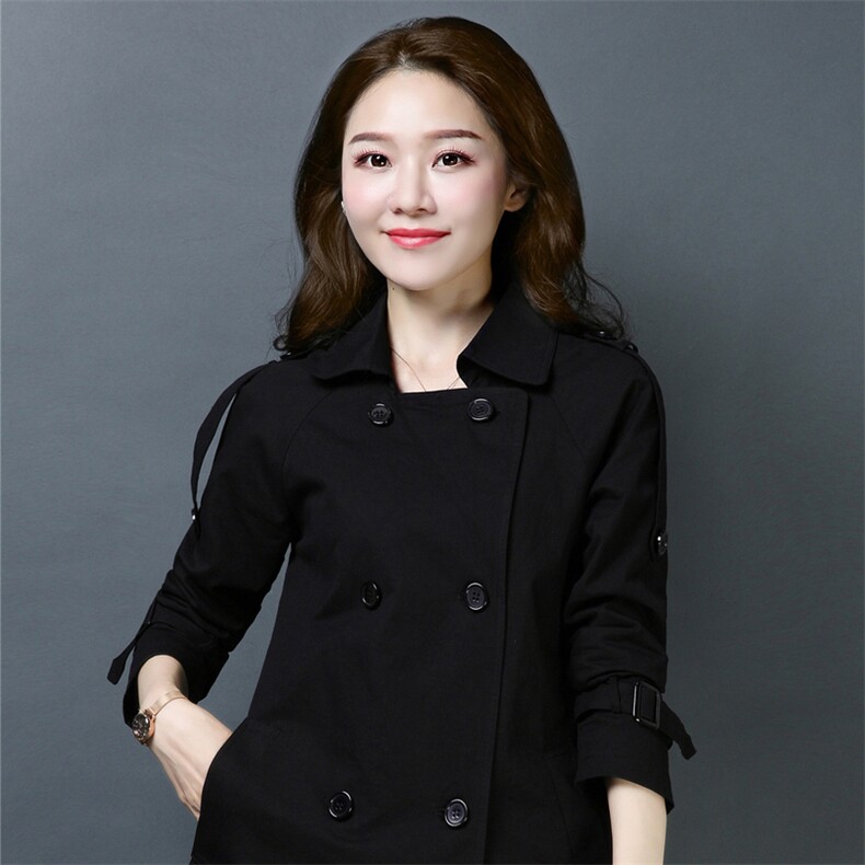 2022春款气质修身显瘦复古双排扣风衣外套,女装风衣,依倍林
