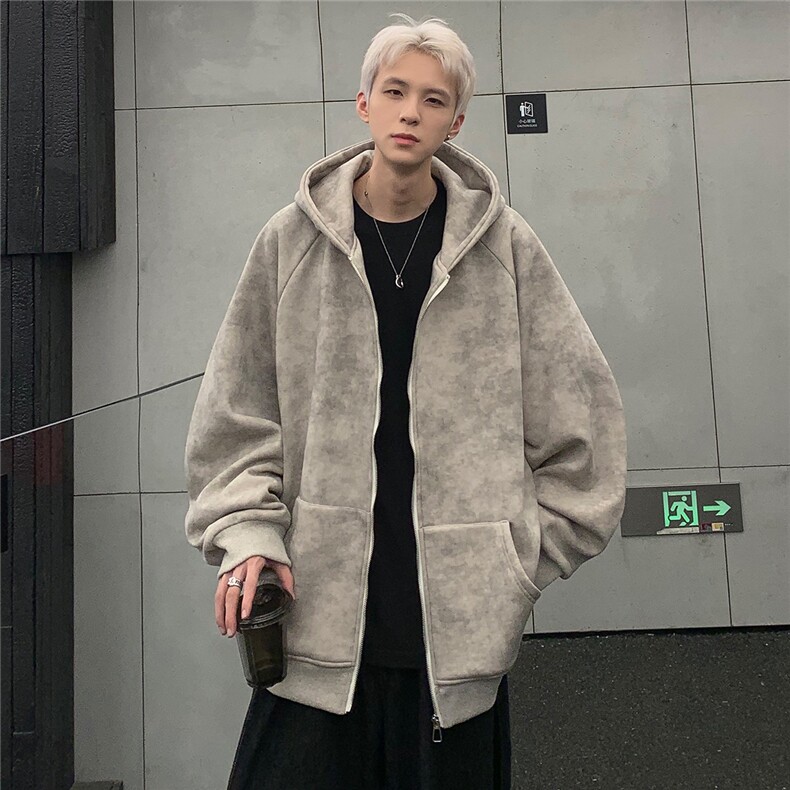 美式复古扎染连帽卫衣开衫男秋季款休闲情侣拉链外套JK91-P78,女装短外套,电商C307A