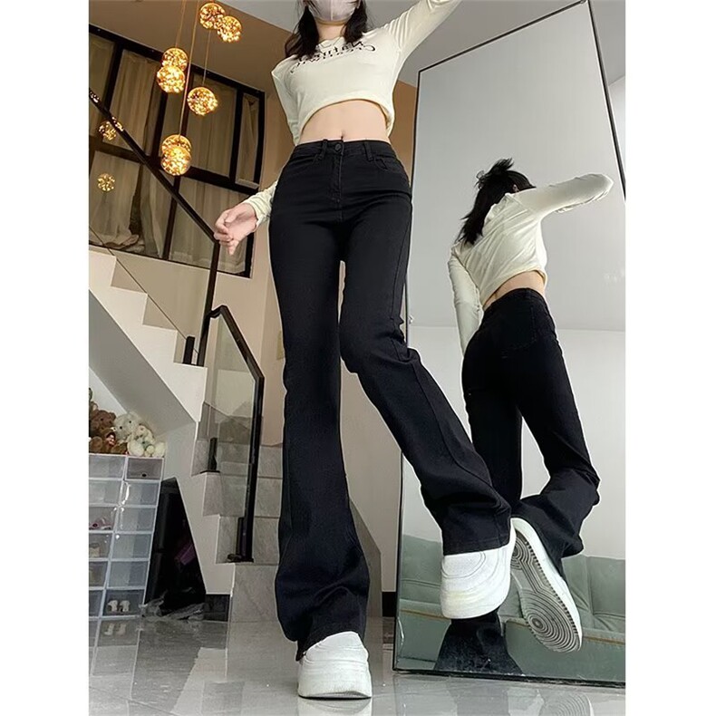 大码牛仔裤女款美式高街喇叭裤显高显瘦修身马蹄长裤子NF8936-P48,男装牛仔裤,星座302B-2