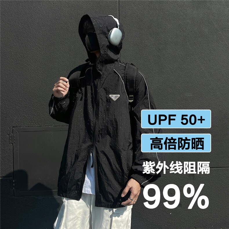 夏季满天星冰丝轻薄UPF50+反光条长袖防晒衣男F37/P65控98-100涤图片