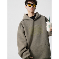 面底同色重磅砂洗做旧绳绣连帽卫衣JF809-特P68控118加绒P73控128，男装卫衣，电商A422-1