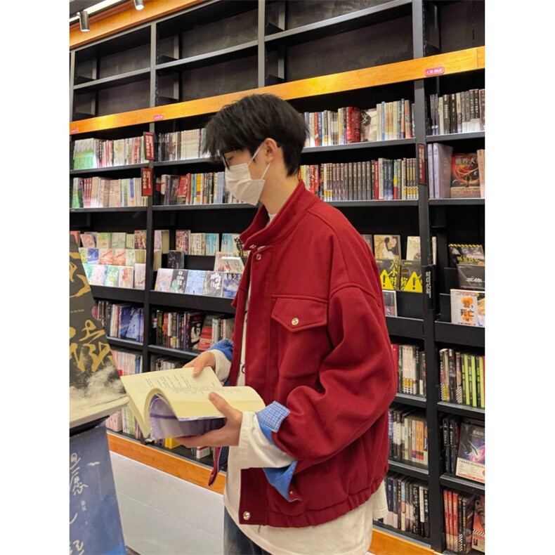 美式覆古安可拉红短外套男女同款高级感夹克春秋TJK208,男装夹克,星座208-5