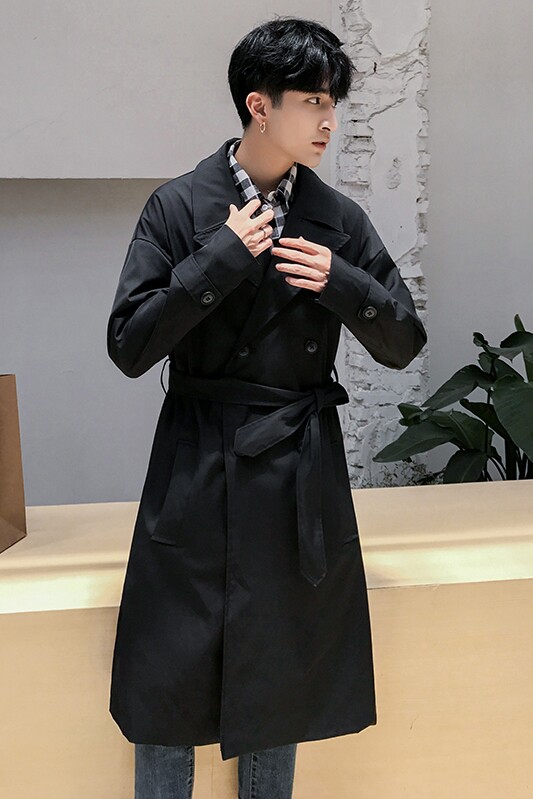 2021春秋季潮款加长纯色百搭男风衣宽松韩版时尚风衣国际范D39P140,男装风衣,星座312B-1