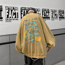 水洗做旧加绒加厚卫衣男23冬高领笑脸印花打底衫XZ514-2-X56-P78，男装T恤，星座514-2(原B239)