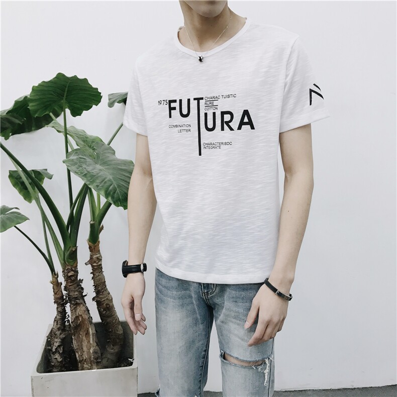 T恤字母数字圆领青春流行夏季常规文字思想韩版百搭宽松潮流街头，男装T恤，星座419（原A233）