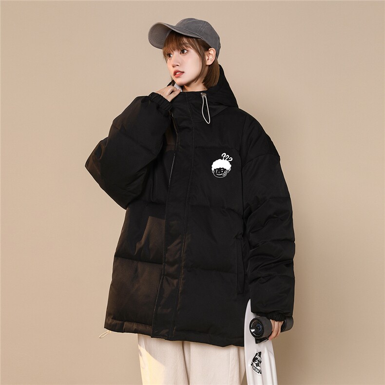 中性风22冬季新品趣味小女孩印花加厚连帽棉衣MY158P115控158,男装棉衣,A247A