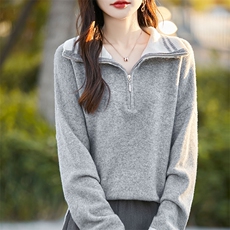 时尚百搭羊毛半高领针织衫气质休闲显瘦长袖打底衫，女装针织衫/毛衣，佳绒高端店