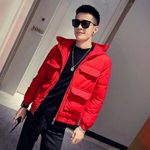 社会风20纯色多口袋修身连帽棉衣潮男B297-8806-P140控188图片