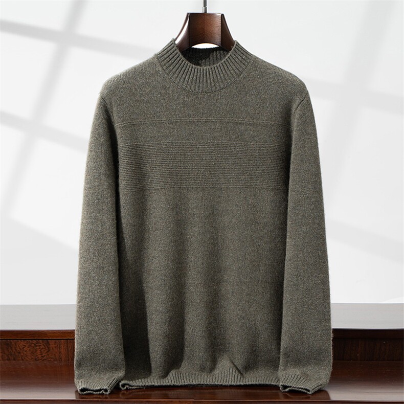 男士半高领毛衣秋冬季新款舒适潮流时尚百搭宽松羊绒衫，男装羊绒套衫，宏杨羊绒