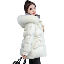 2020冬季新款潮流时尚宽松舒适保暖中长款气质大毛领连帽羽绒服，女装羽绒服，千千佰惠