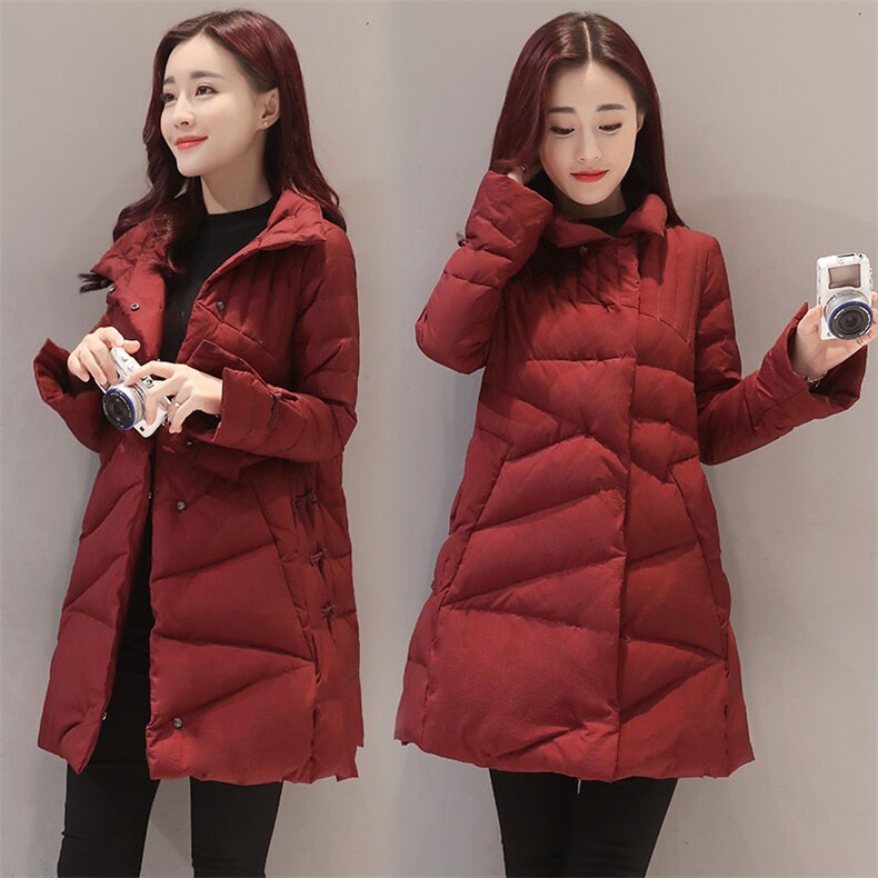 修身显瘦中长款简约百搭羽绒服2020年冬季长袖拉链,女装棉衣/棉服,笃写