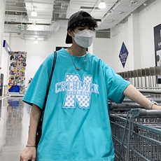已注册版权情侣大码发泡工艺图案宽松短袖T恤TX017-P38，男装T恤，电商A042