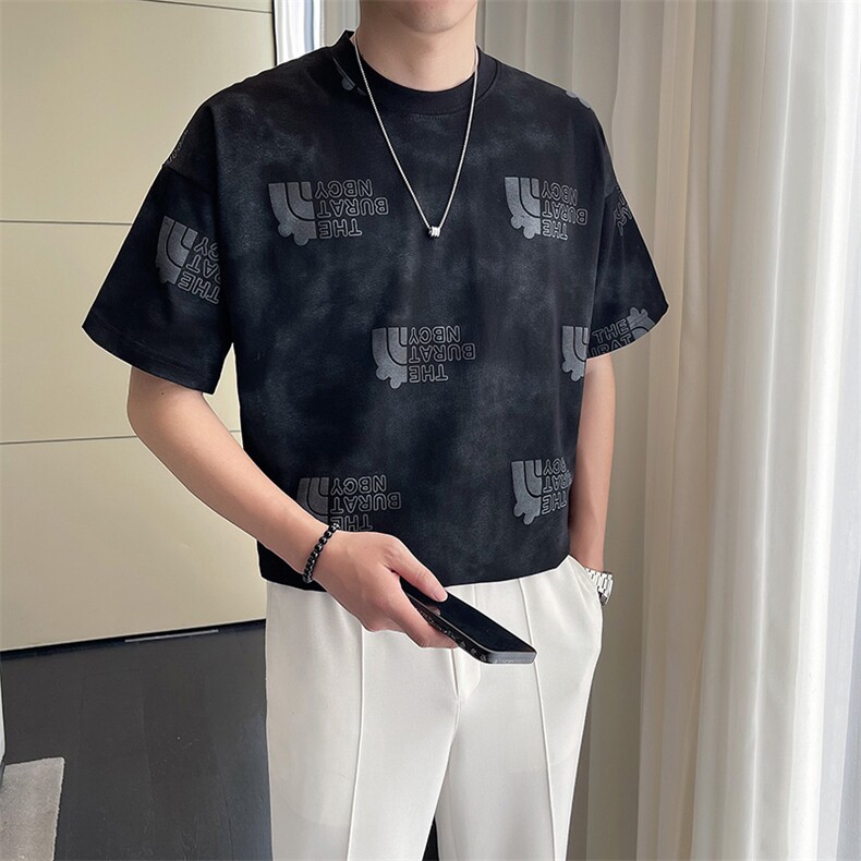 轻熟风~2025夏季新款扎染满印短袖T恤T2015/P50,男装T恤,电商B331